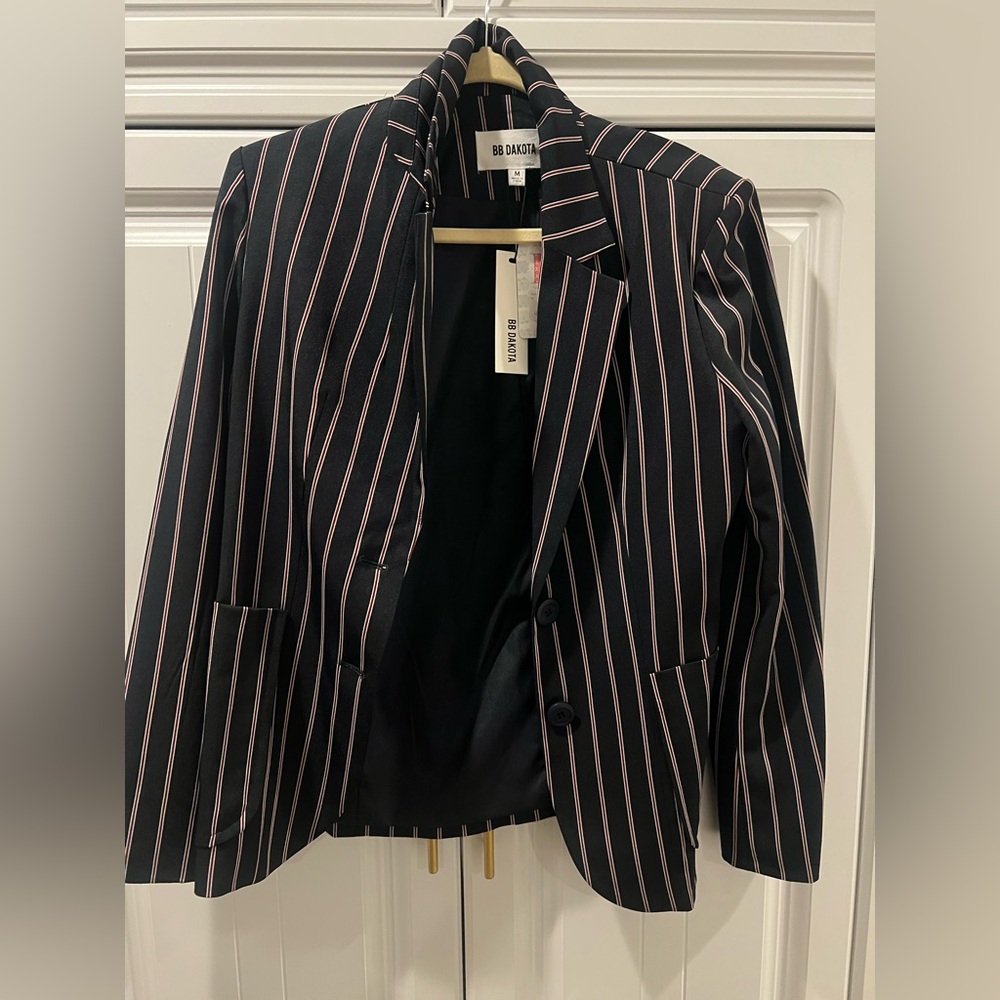 BB Dakota Blue and White Striped Blazer